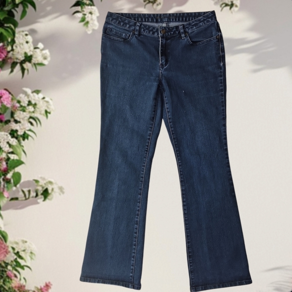 Michael Kors 5-Pocket Mid-Rise Slight Flared Dark Wash Jeans - Sz 6